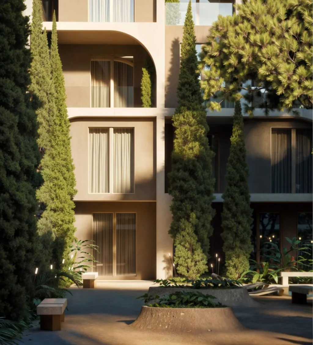 Arched facade of Lunarch Residence