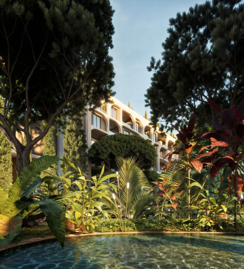 Pool view from inside the complex